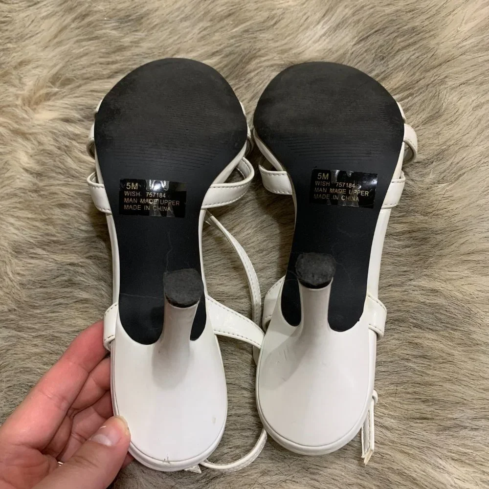 sz 5 Strappy white heeled sandals - Picture 5 of 5